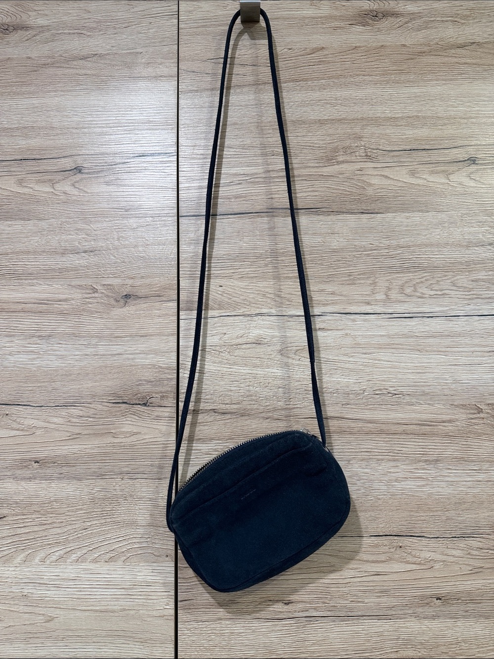BAGGU mini Black Suede Crossbody Bag